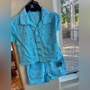 Volcom Mineral Blue Woven Cabana Shorts Set